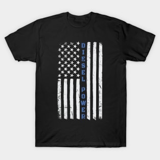 Diesel Power American Flag USA Thin Blue Line T-Shirt